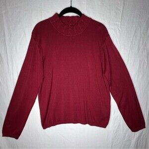 ORVIS Women's Large Petite 100% Silk Pullover Long Sleeve Mock Neck Sweater